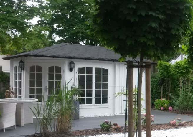 Kundebillede: 5-kantet havehus model Josephine-40 med tilbygning