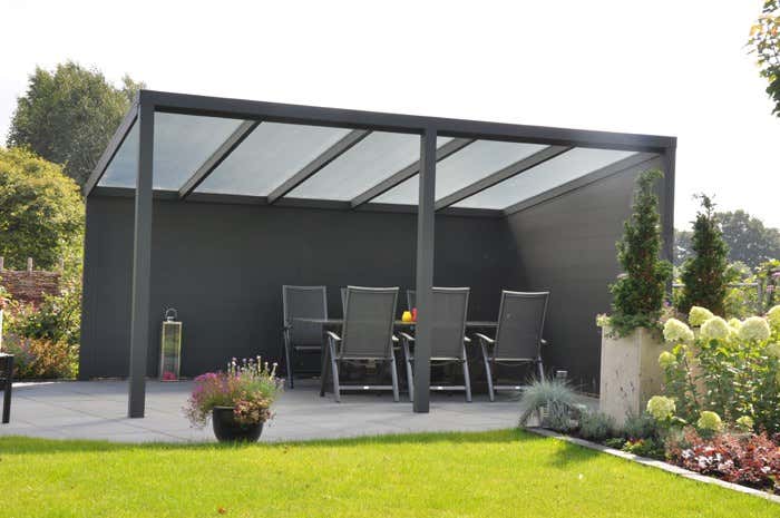 Kundebillede: Aluminiums terrasse tag Poly fritstående