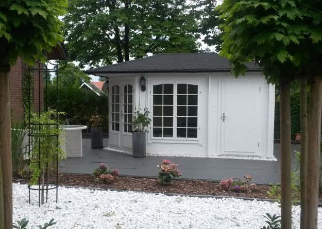 Kundebillede: 5-kantet havehus model Josephine-40 med tilbygning
