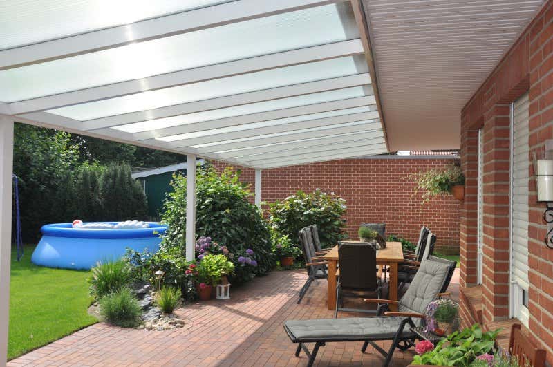 Kundebillede: Aluminiums terrasse tag Poly fritstående