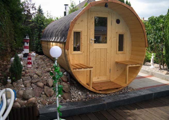 Kundebillede: FinnTherm tøndesauna Sam