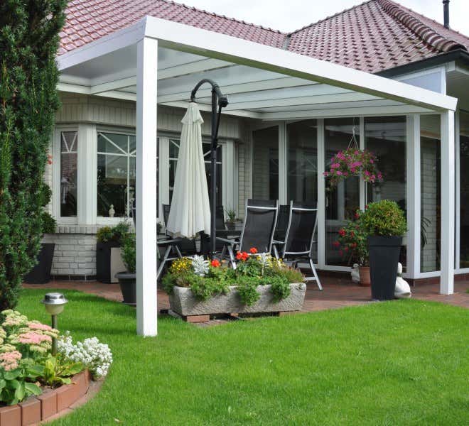 Kundebillede: Aluminiums terrasse tag Poly fritstående