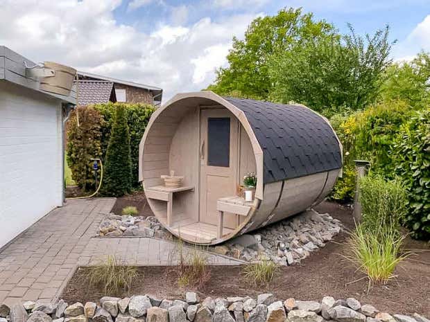 Kundebillede: FinnTherm tøndesauna Sam
