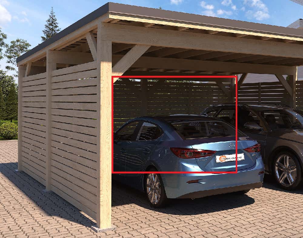 Bagvægmodul til dobbelt carport Ville B 700 x D 600 cm