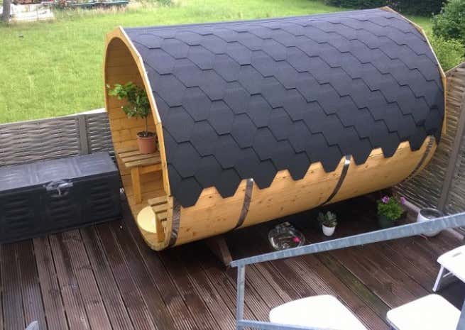 Kundebillede: FinnTherm tøndesauna Sam